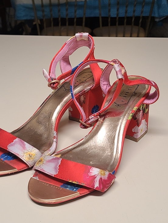Ted Baker Shoes - Ted Baker Rozie Floral Satin Berry Sundae sandals size 38 1/2